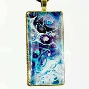Abstract Blue and Purple Pendant Necklace